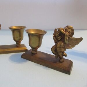 Vintage Pair - Brass Angel / Cherub Candle Holders